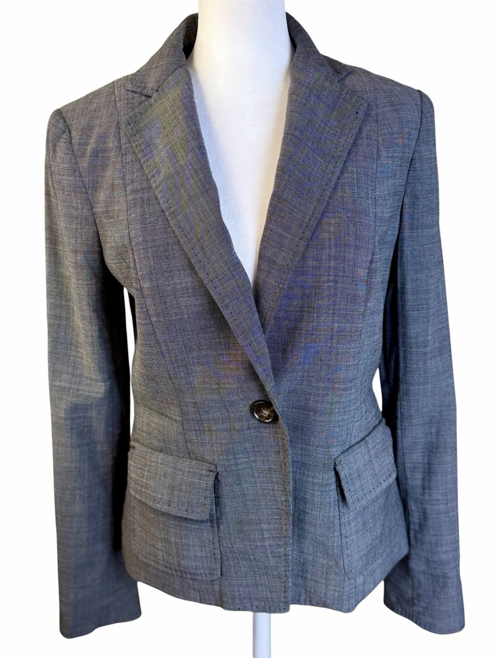 Talbots Gray Notch-Lapel Single-Button Blazer Size 4